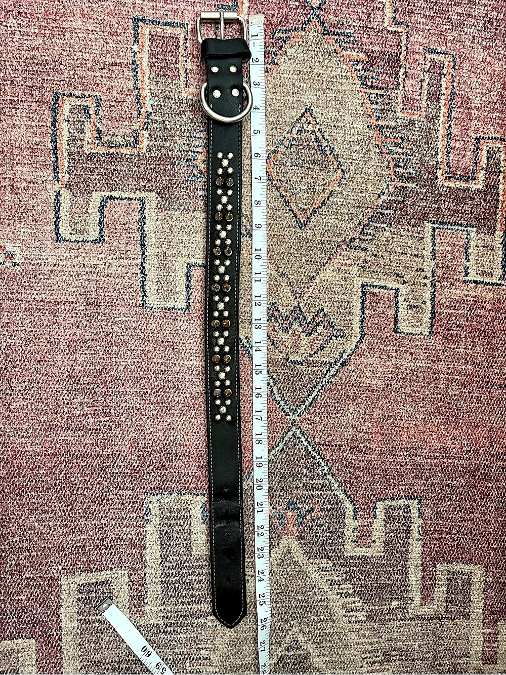 Studded Leather Dog Collar Large Black Silver Studs